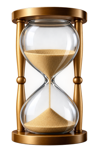 Ornate Golden Hourglass with Flowing Sand Png