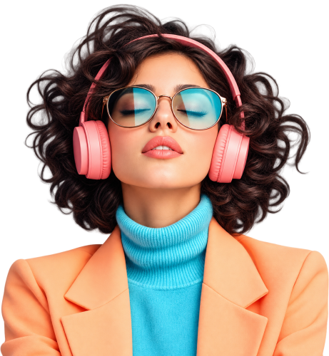 Stylish Woman with Pink Headphones
