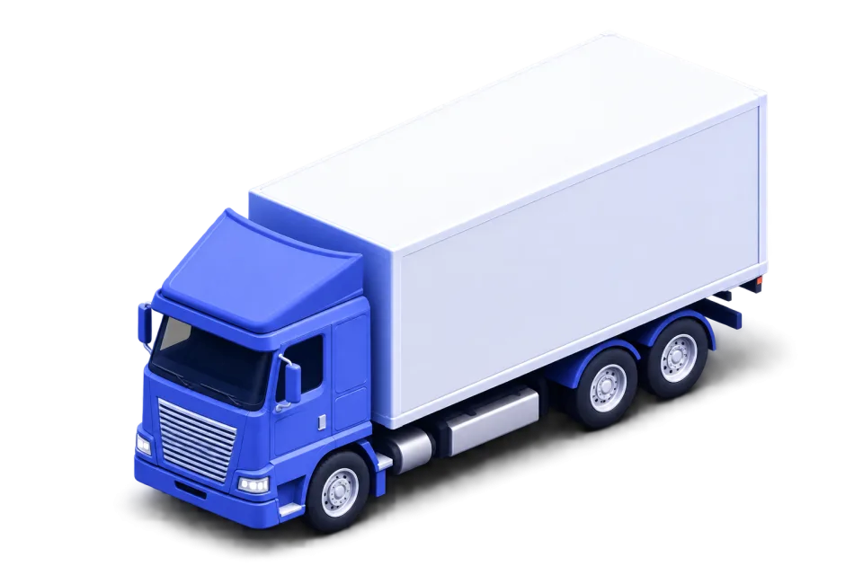 3D Blue Semi Truck with Box Trailer Illustration, 3d style, for logistics, free illustration
