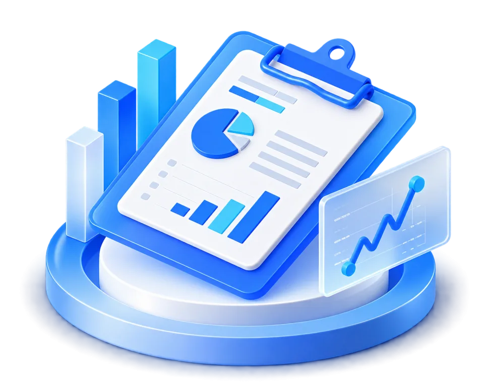 3D Business Analytics Dashboard & Report, 3d style, for technology, free illustration