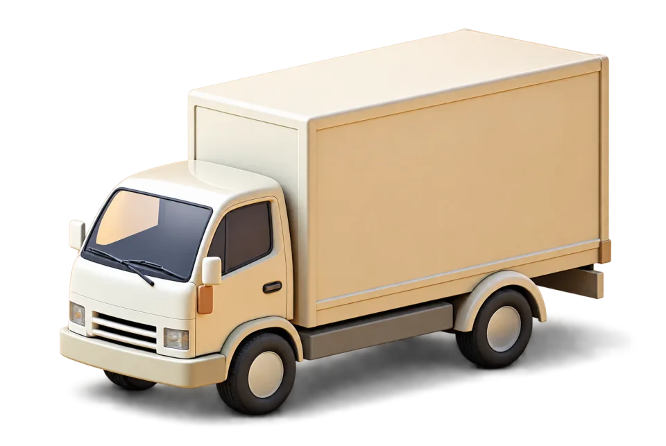 3D Cream Box Delivery Truck Illustration, 3d style, for logistics, free illustration