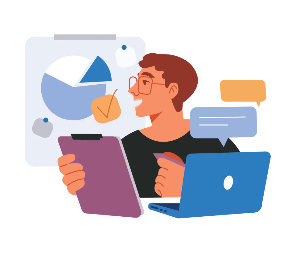 Business Planning and Data Analysis Professional, flat style, for technology, free illustration