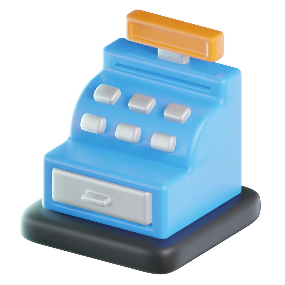 Cash Register Icon – 3D, 3d style, for e-commerce, free illustration