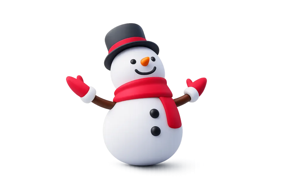 Cheerful Snowman With Red Scarf, 3d style, for christmas, free illustration