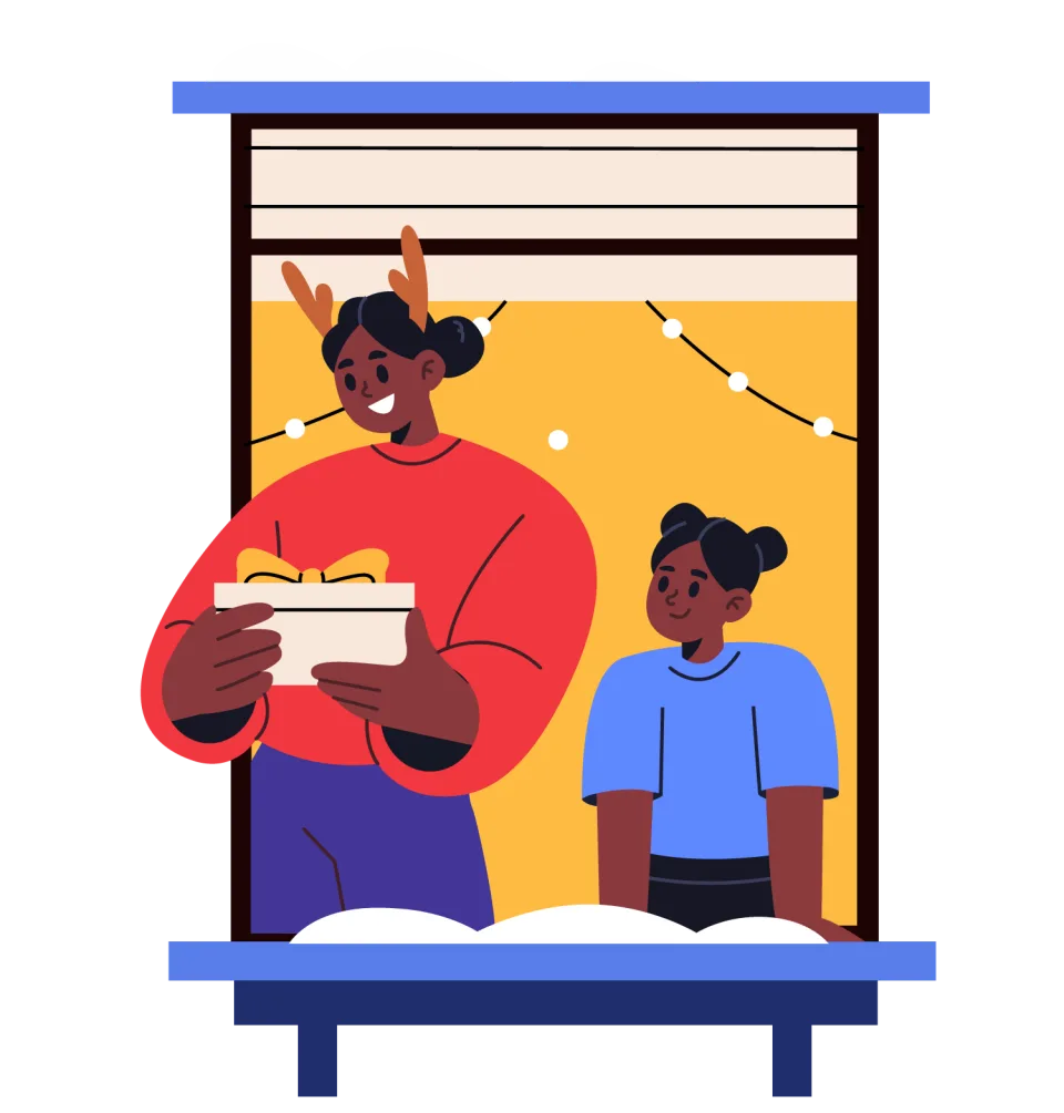 Christmas Family Celebration llustration, flat style, for christmas, free illustration