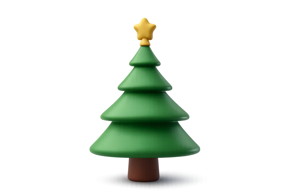 Christmas Tree With Golden Star, 3d style, for christmas, free illustration