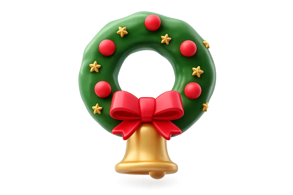 Christmas Wreath With Festive Decorations, 3d style, for christmas, free illustration