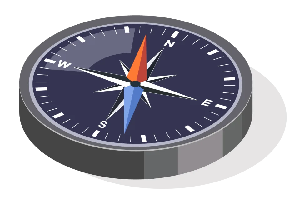 Compass Navigation Direction Illustration, flat style, for navigation-mapping, free illustration