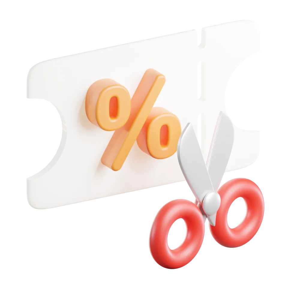 Coupon Cutting Icon – 3D, 3d style, for e-commerce, free illustration