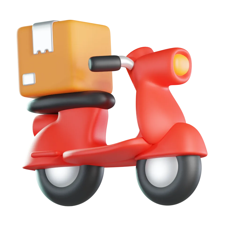 Delivery Scooter Icon – 3D, 3d style, for e-commerce, free illustration