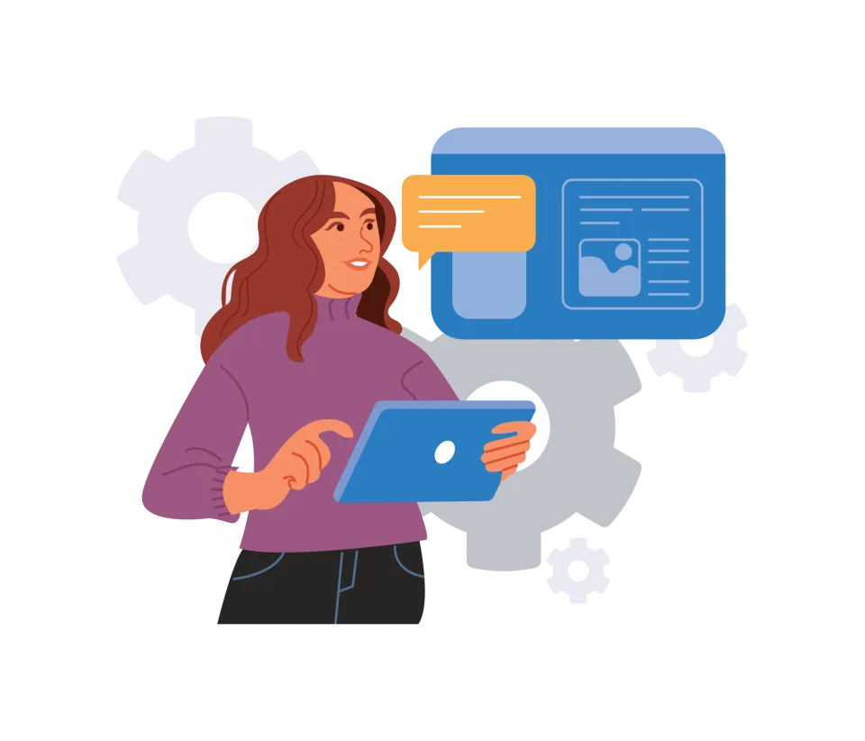 Digital Workflow & Business Process, flat style, for technology, free illustration
