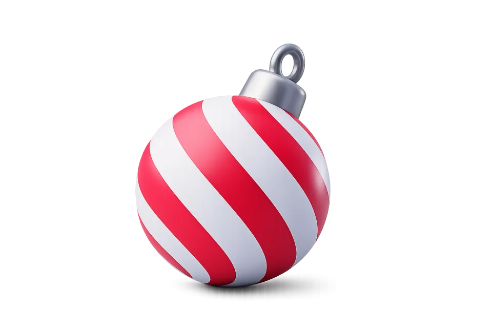 Festive Striped Christmas Ornament, 3d style, for christmas, free illustration