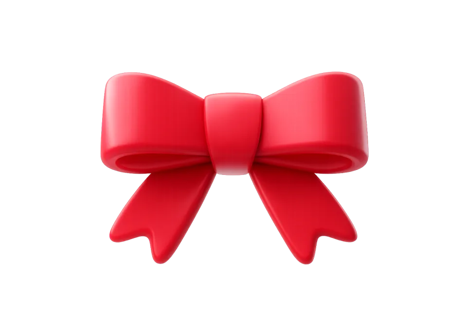 Glossy Red Bow, 3d style, for christmas, free illustration