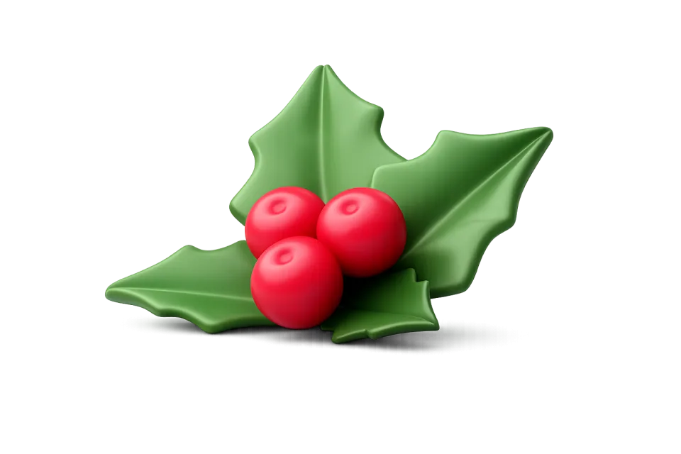 Holly Sprig With Red Berries, 3d style, for christmas, free illustration