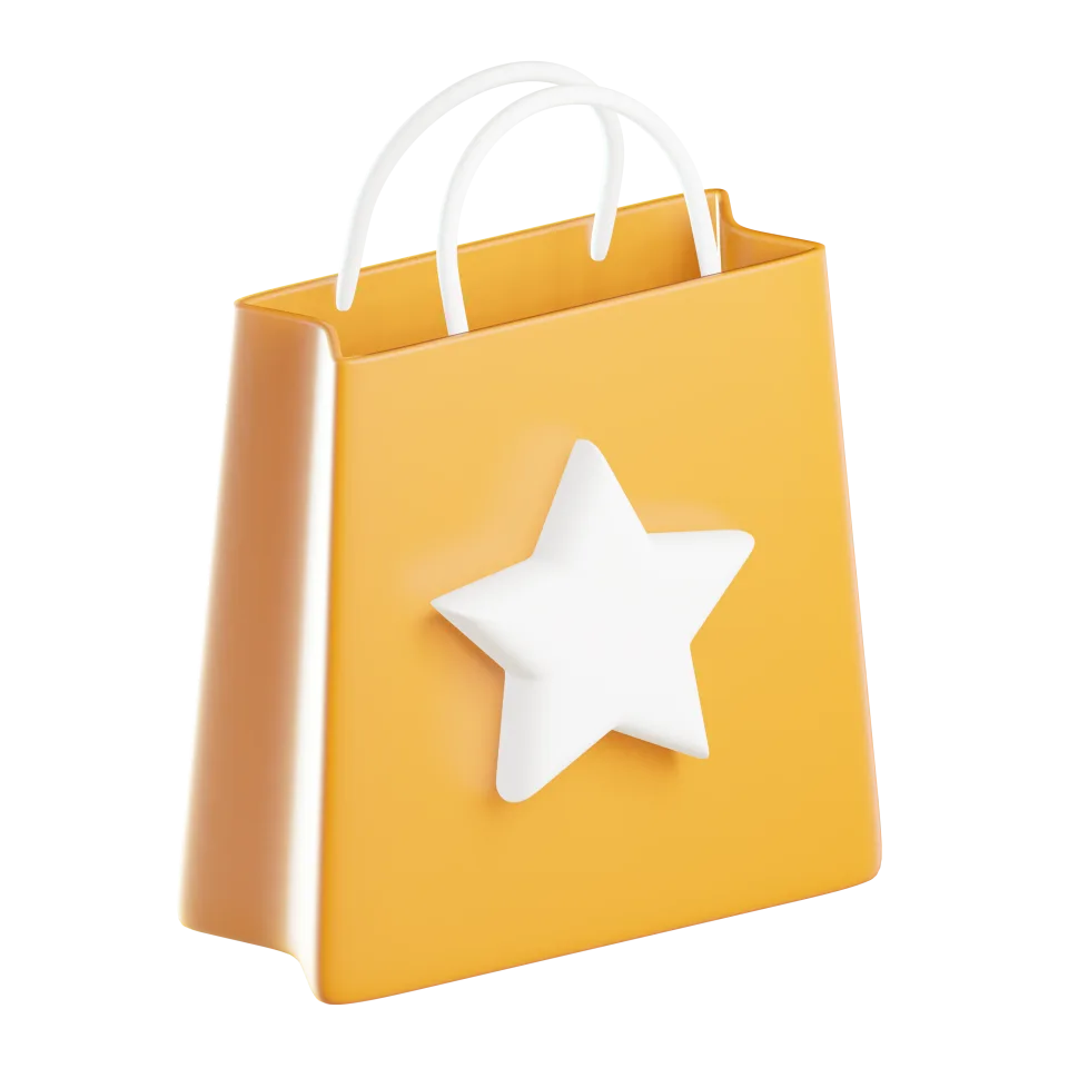 Merchandise Shopping Bag Icon – 3D, 3d style, for e-commerce, free illustration