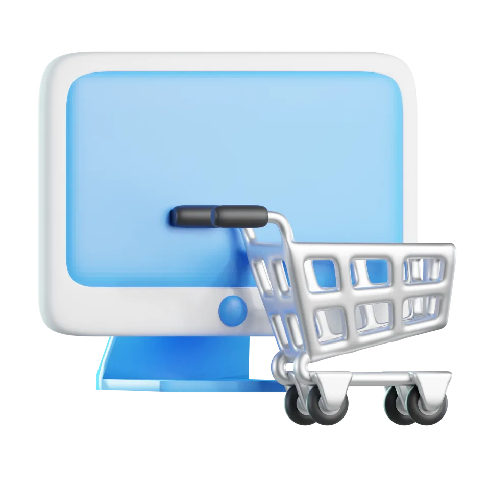 Online Shopping Icon – 3D, 3d style, for e-commerce, free illustration