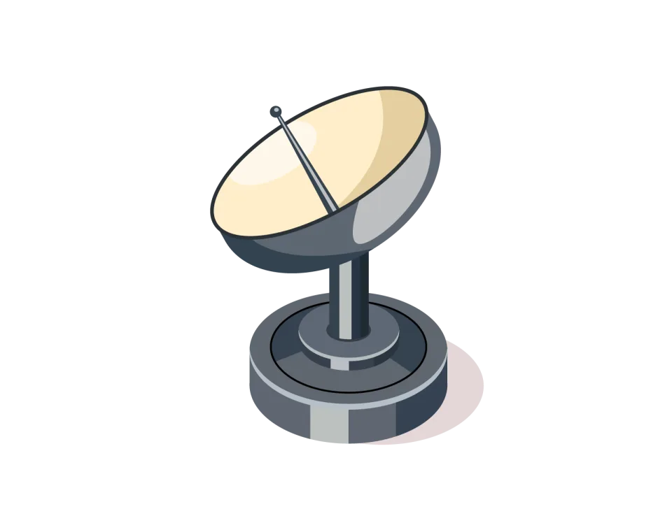 Satellite Dish Antenna Illustration, flat style, for navigation-mapping, free illustration