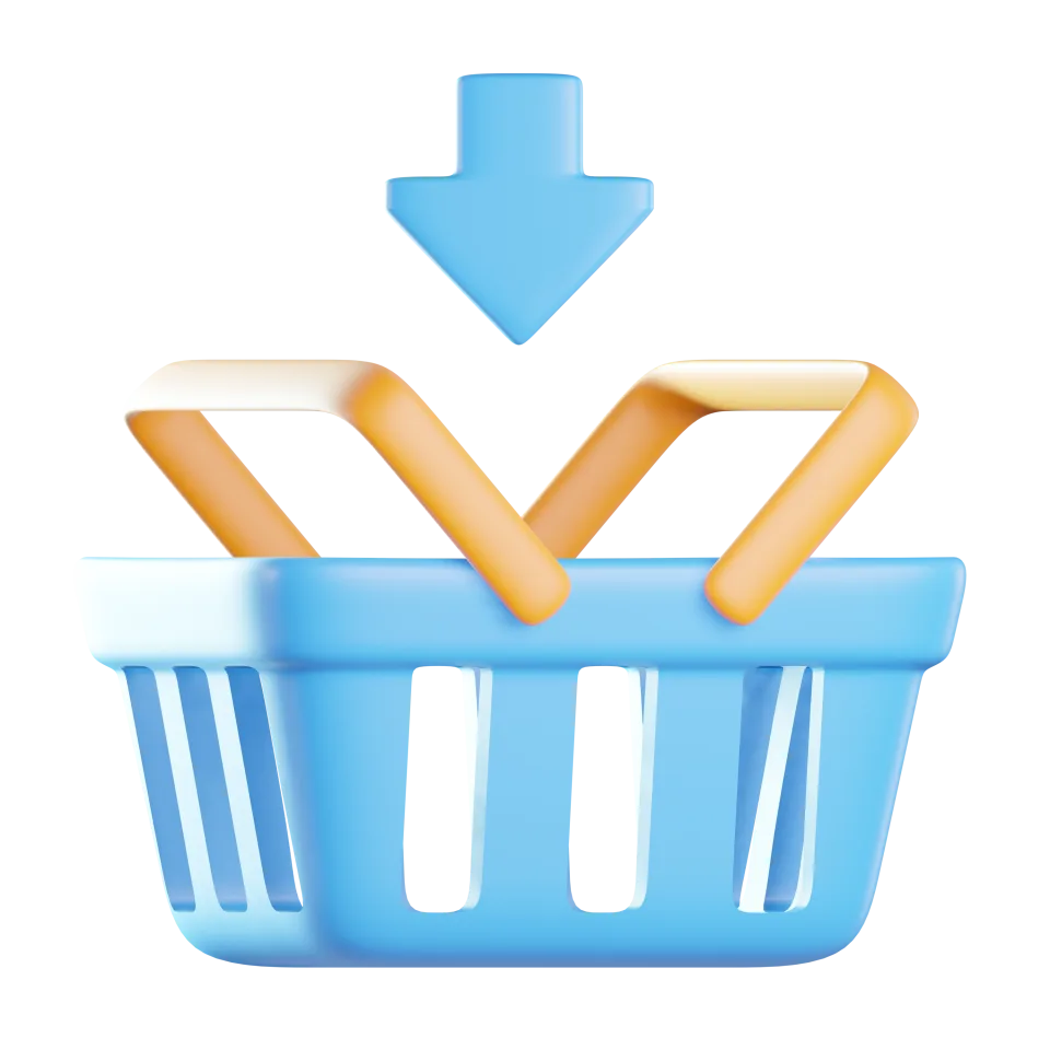 Shopping Basket Icon – 3D, 3d style, for e-commerce, free illustration