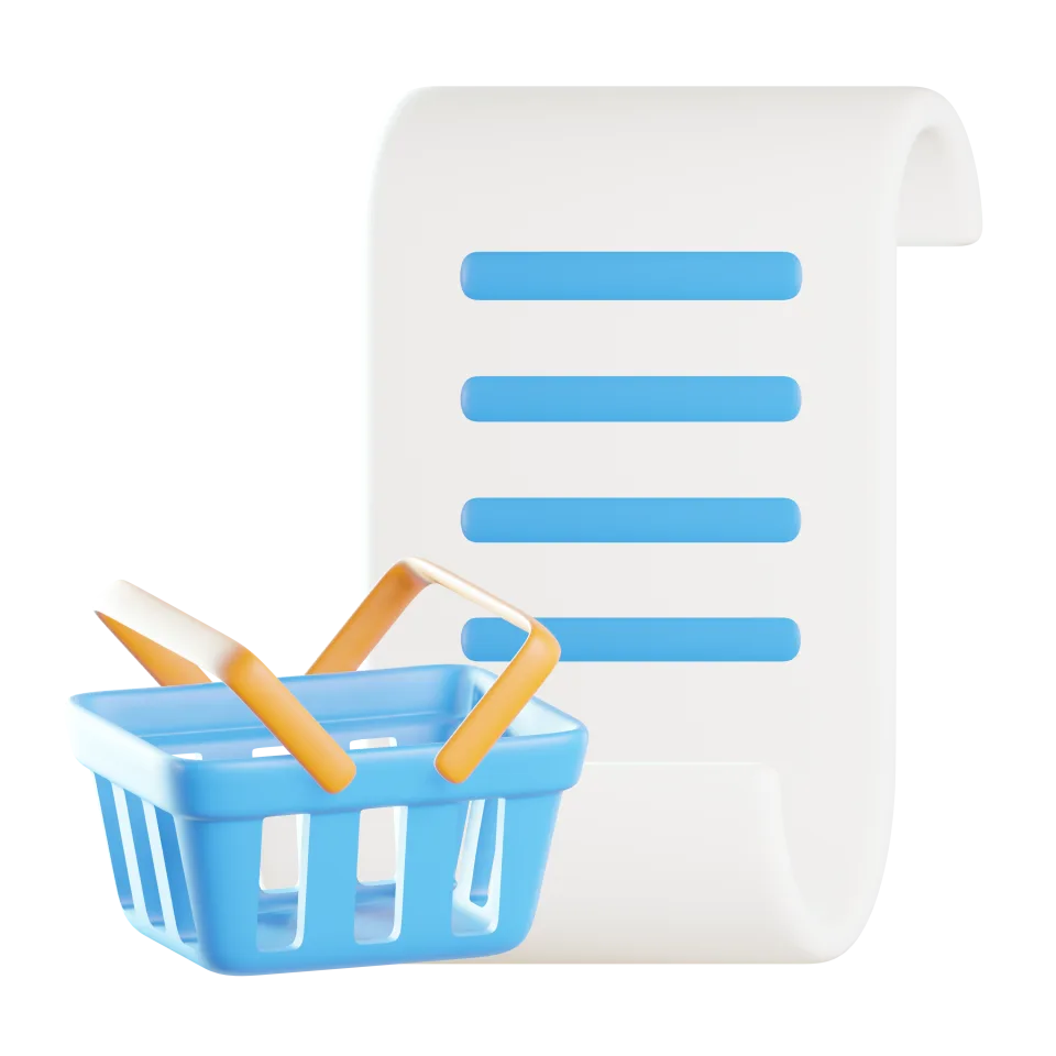 Shopping List Icon – 3D, 3d style, for e-commerce, free illustration