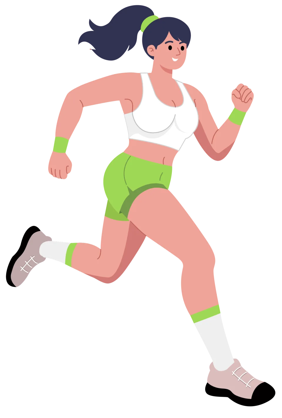Woman Running Fitness Illustration, flat style, for sports, free illustration