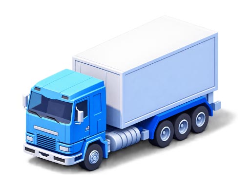 3D Blue Cargo Box Truck Illustration, 3d style, for logistics, free illustration