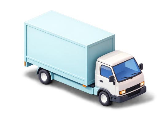 3D Light Blue Box Truck Delivery Illustration, 3d style, for logistics, free illustration