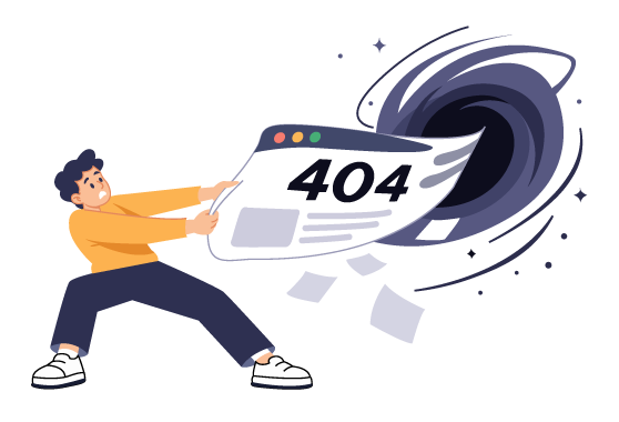 404 Error Black Hole Page Not Found Illustrations, flat style, for 404-page, free illustration