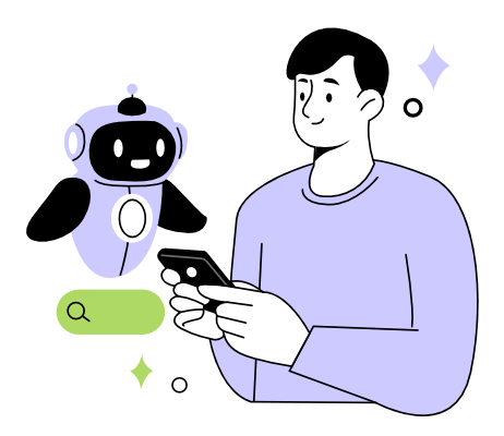 AI Chatbot Illustration for Websites and Apps, flat style, for ai-illustration, free illustration