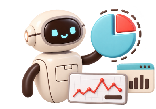 AI Data Analytics & Business Intelligence Robot, 3d style, for ai-illustration, free illustration