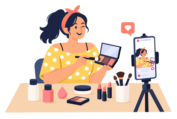 Beauty Content Creator Illustration, flat style, for social-media-communication, free illustration