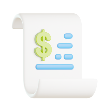 Bill Receipt Icon – 3D, 3d style, for e-commerce, free illustration