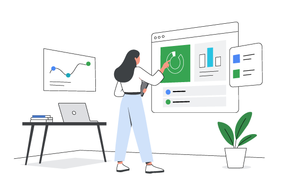 Business Analytics Dashboard Illustration, flat style, for technology, free illustration