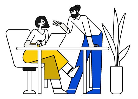 Business Collaboration Illustration, flat style, for technology, free illustration