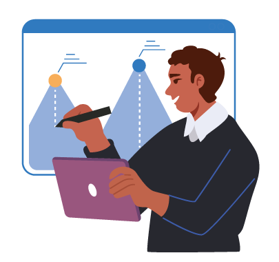 Business Performance & Data Dashboard, flat style, for technology, free illustration