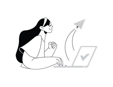 Businesswoman Using Email on Laptop Illustrations, flat style, for technology, free illustration