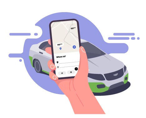 Car Booking & Ride Mobile App Illustration, flat style, for travel-lifestyle, free illustration