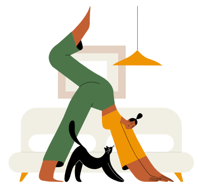 Cat Pose Yoga Illustration - SVG & PNG, flat style, for healthcare, free illustration