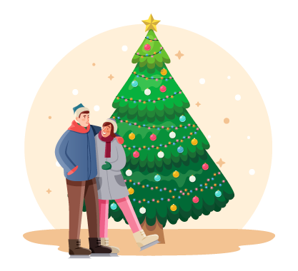 Christmas Celebration with Family, flat style, for christmas, free illustration