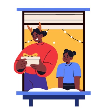 Christmas Family Celebration llustration, flat style, for christmas, free illustration