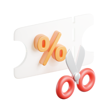 Coupon Cutting Icon – 3D, 3d style, for e-commerce, free illustration