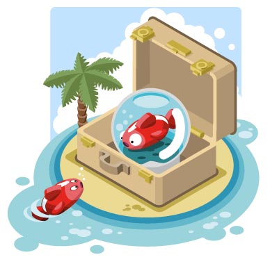 Creative Summer Vacation Travel Illustration, flat style, for travel-lifestyle, free illustration