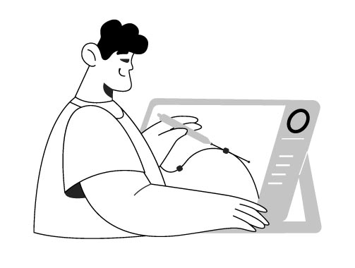 Digital Artist Drawing on Tablet Illustration, minimal style, for design-creative, free illustration