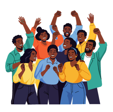 Diverse Happy Team Celebration Group Illustration, flat style, for business-corporate, free illustration