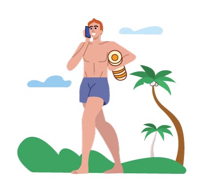 Enjoying a Beach Holiday Illustration, flat style, for travel-lifestyle, free illustration