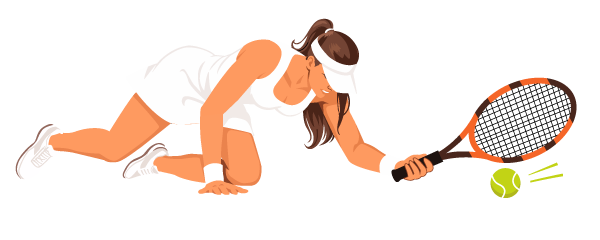 Falling Tennis Player Reaching for Ball, flat style, for sports, free illustration