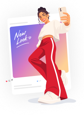 Fashion Influencer Taking a Selfie – Social Media, flat style, for fashion-lifestyle, free illustration