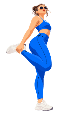 Female Athlete Performing Standing Quad Stretch, flat style, for workout, free illustration