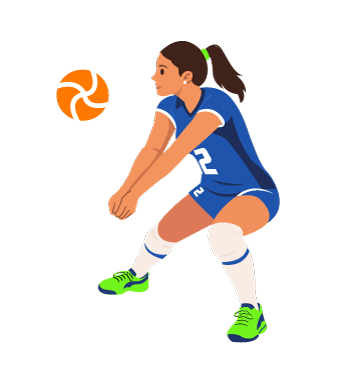 Female Volleyball Player Vector Illustration, flat style, for sports, free illustration