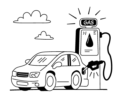 Gas Station Car Refueling Illustration, minimal style, for automotive-transportation, free illustration