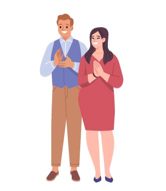 Happy Couple Clapping Vector Illustration, flat style, for events-celebrations, free illustration